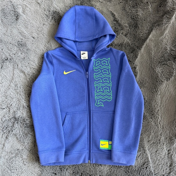 Nike Other - Nike Kids Royal Blue Zip-Up Hoodie with Neon Yellow & Green Accents